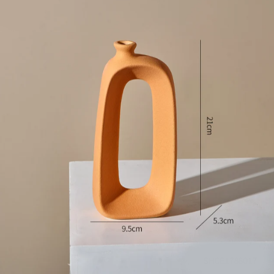 Abstract Ceramic Hollow Vase A Orange