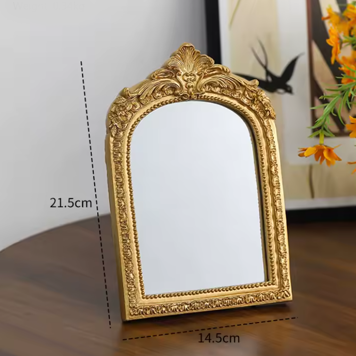 Ornate Gold Arched Makeup Mirror