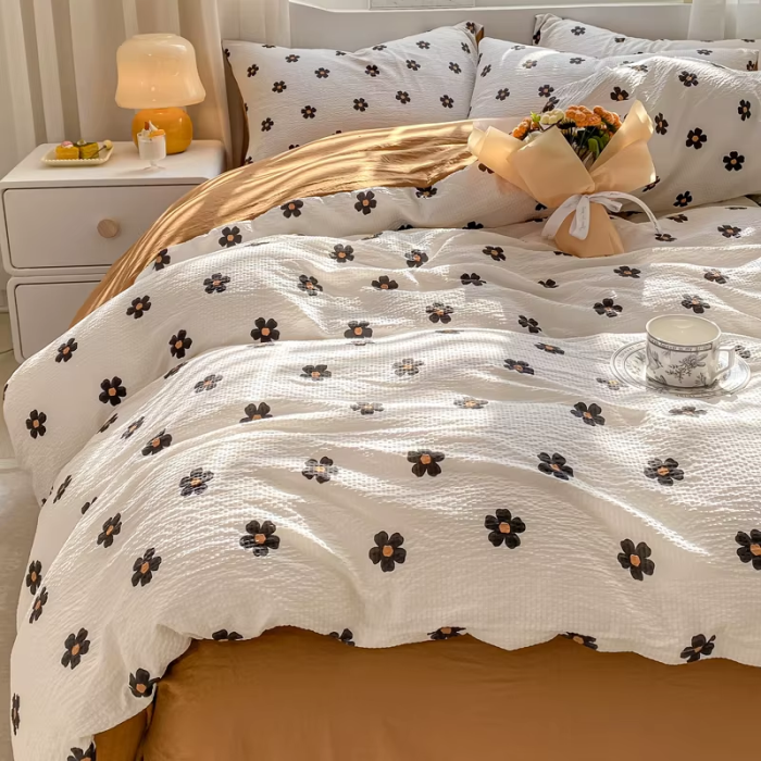 Brown Two Tone Daisy Bedding Set