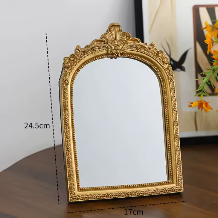 Ornate Gold Arched Makeup Mirror