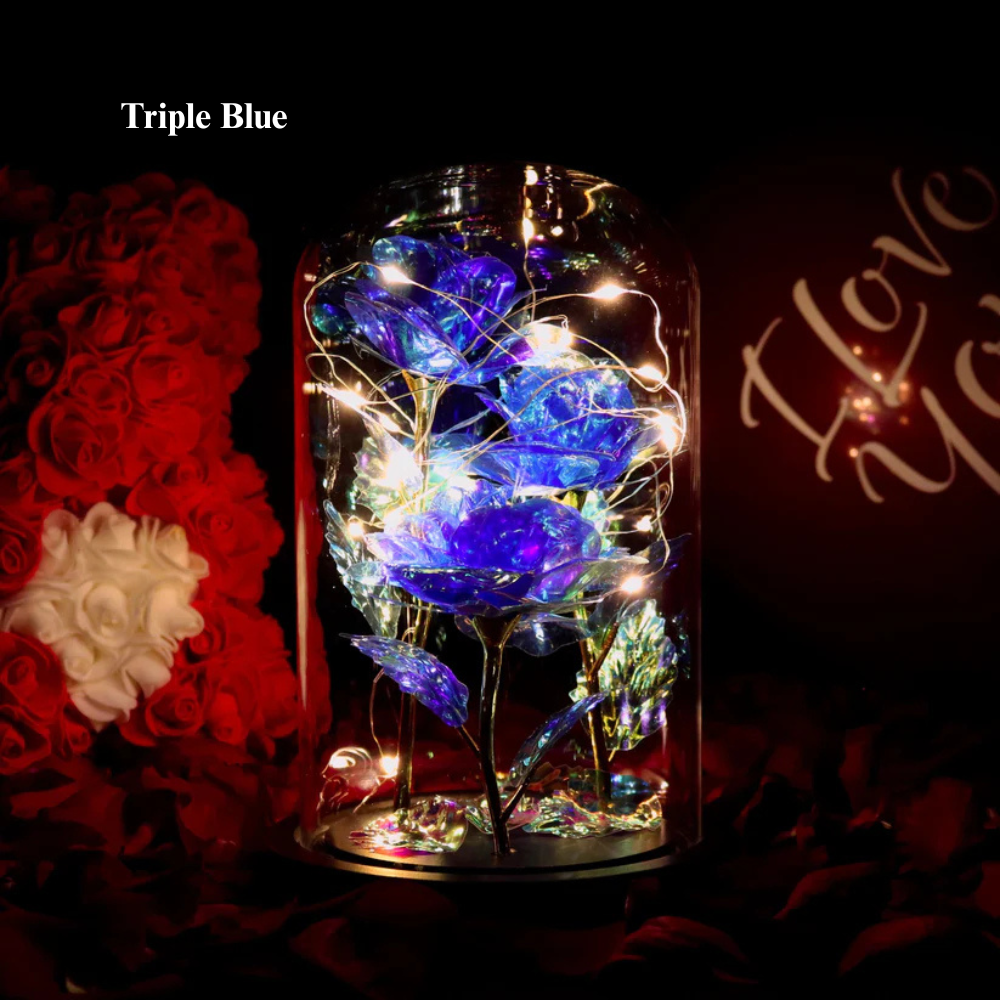 LumiRose™ | Enchanted Sparkly Rose Triple Blue