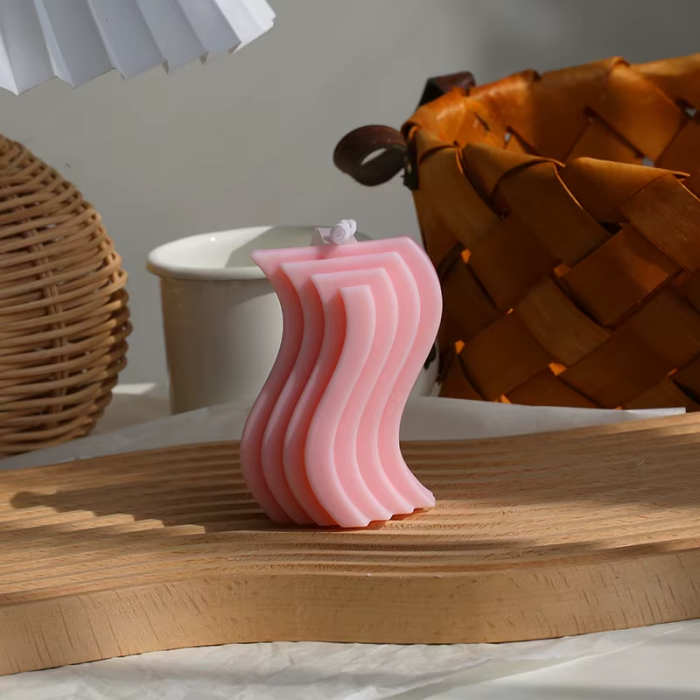 Wavy Pastel Pink Candle