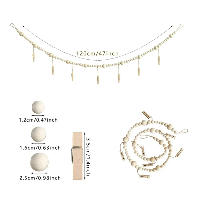 Wooden Beads Wall Hanging Photo Display