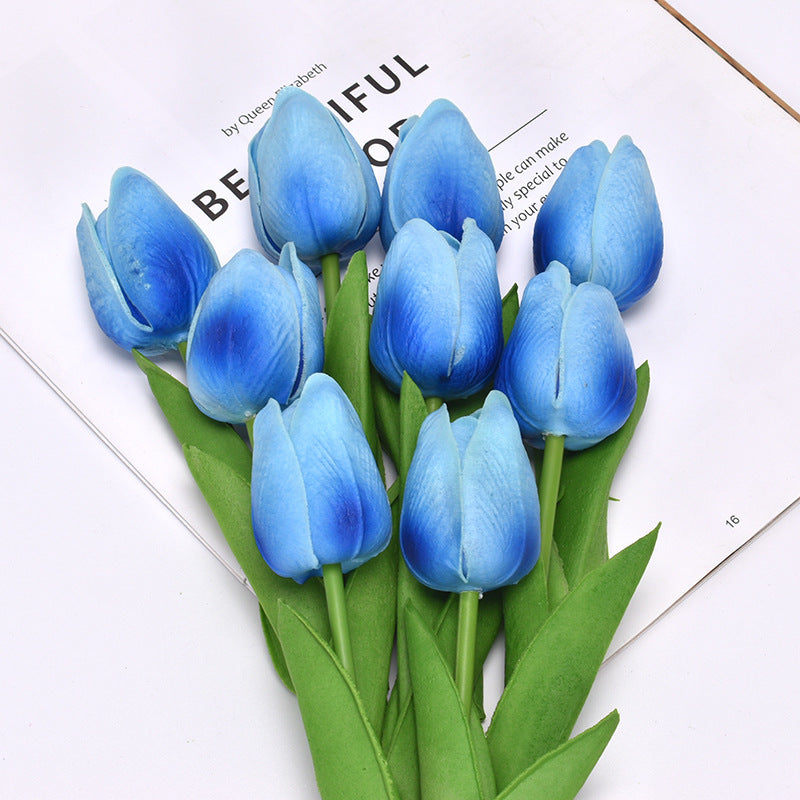 Artificial Tulip Bouquet Home Decoration Blue 10 Tulips (Bouquet)