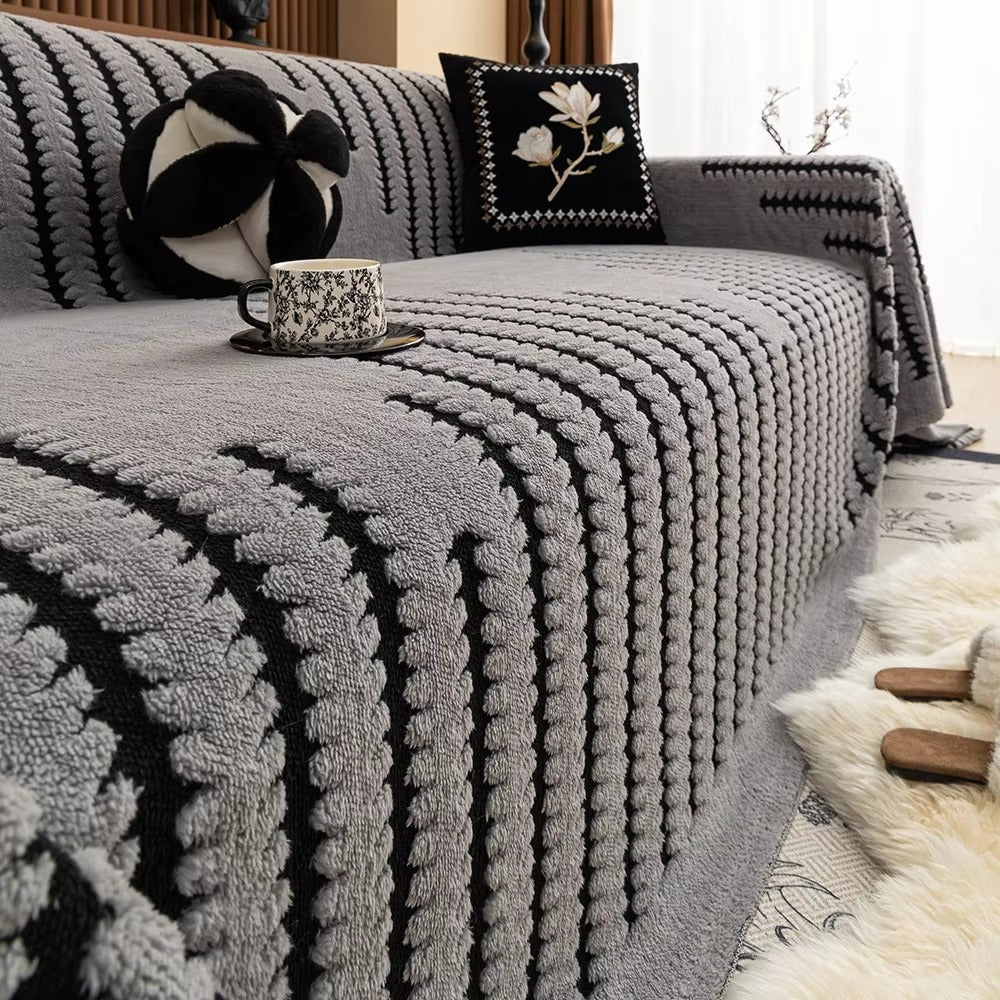 Heritage Plush Tufted Sofa Cover Ash Twilight