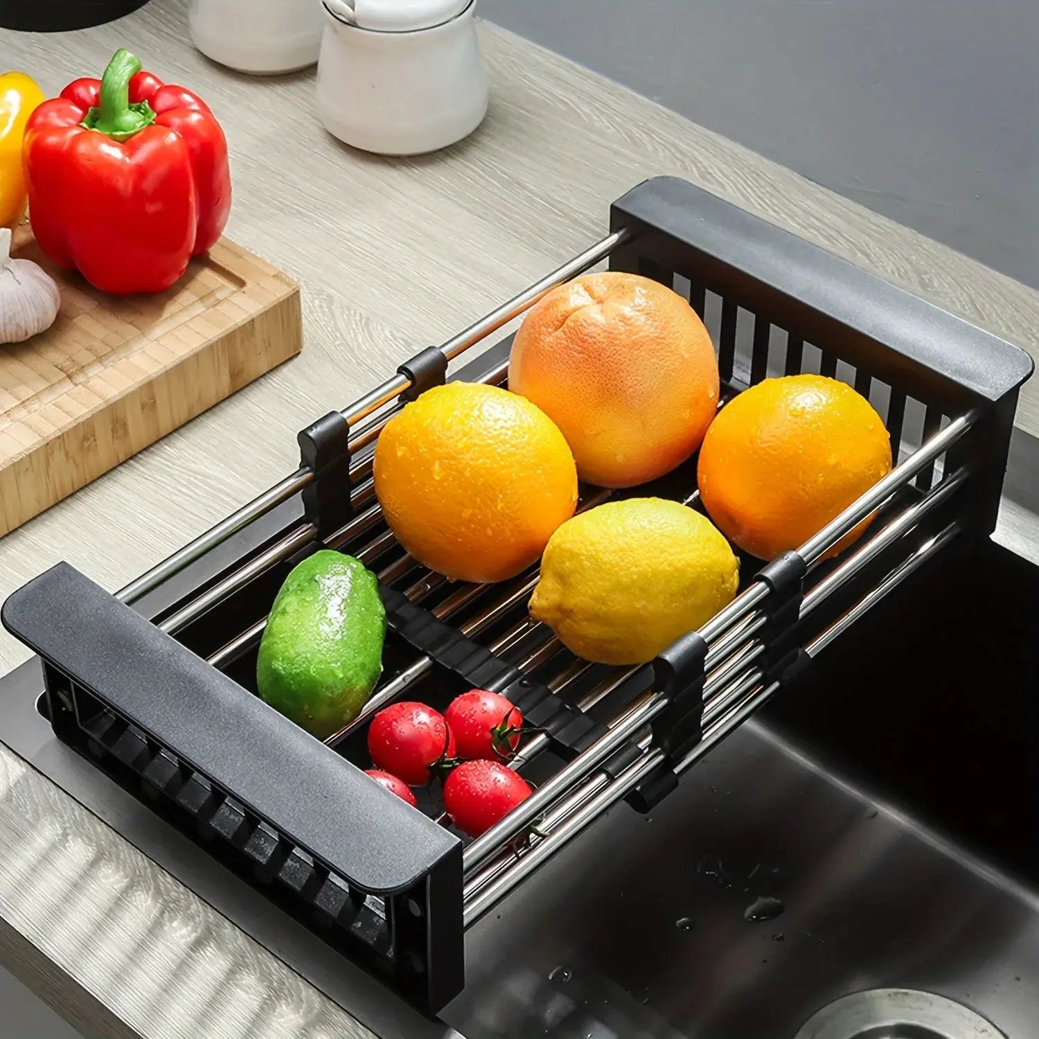 Extendable Sink Drain Basket Black
