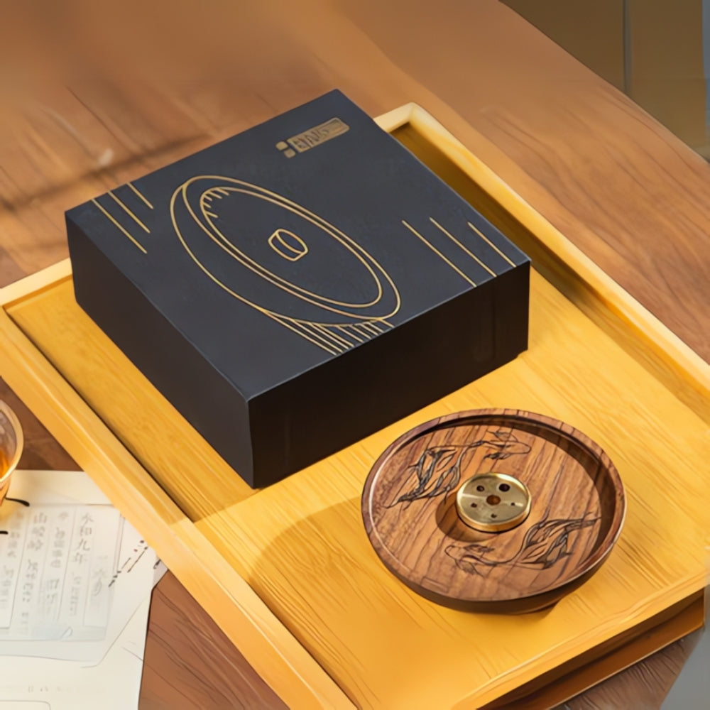 Round Wood and Copper Incense Holder Style 3