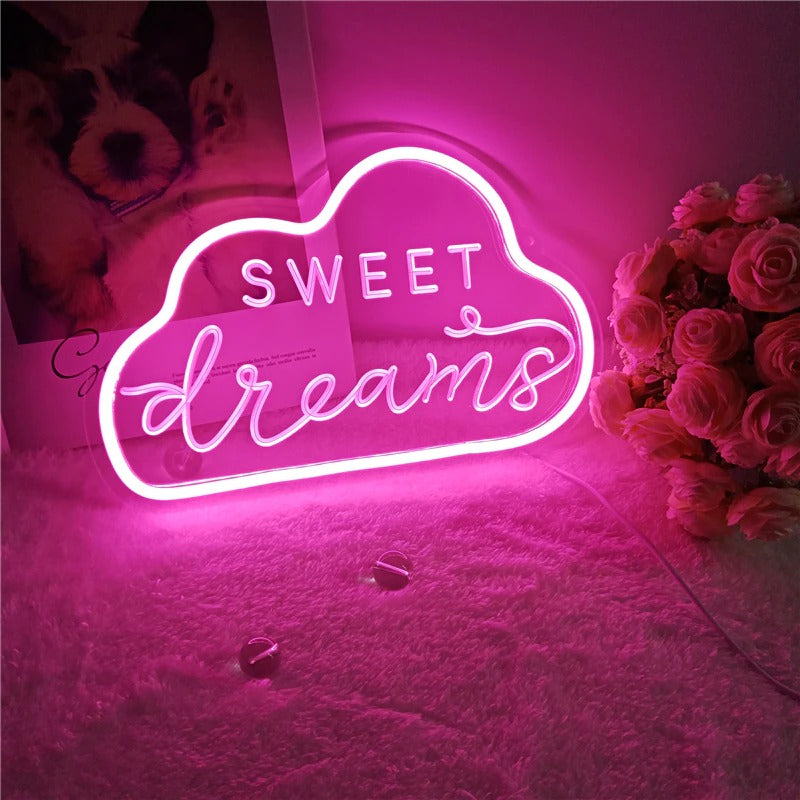 Aesthetic Neon Sign Sweet Dreams Pink