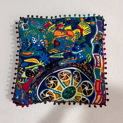 Boho Style Square Floor Cushion Twilight Abstract
