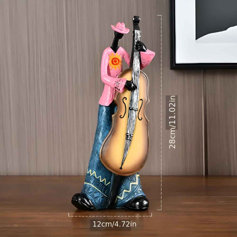 Jazz Musical Band Resin Figurine Burning Guitar