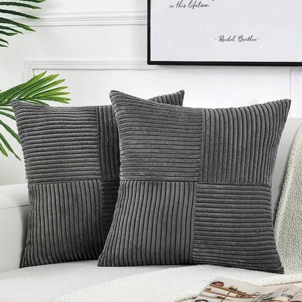 Rustic Corduroy Cushion Cover Dark Gray