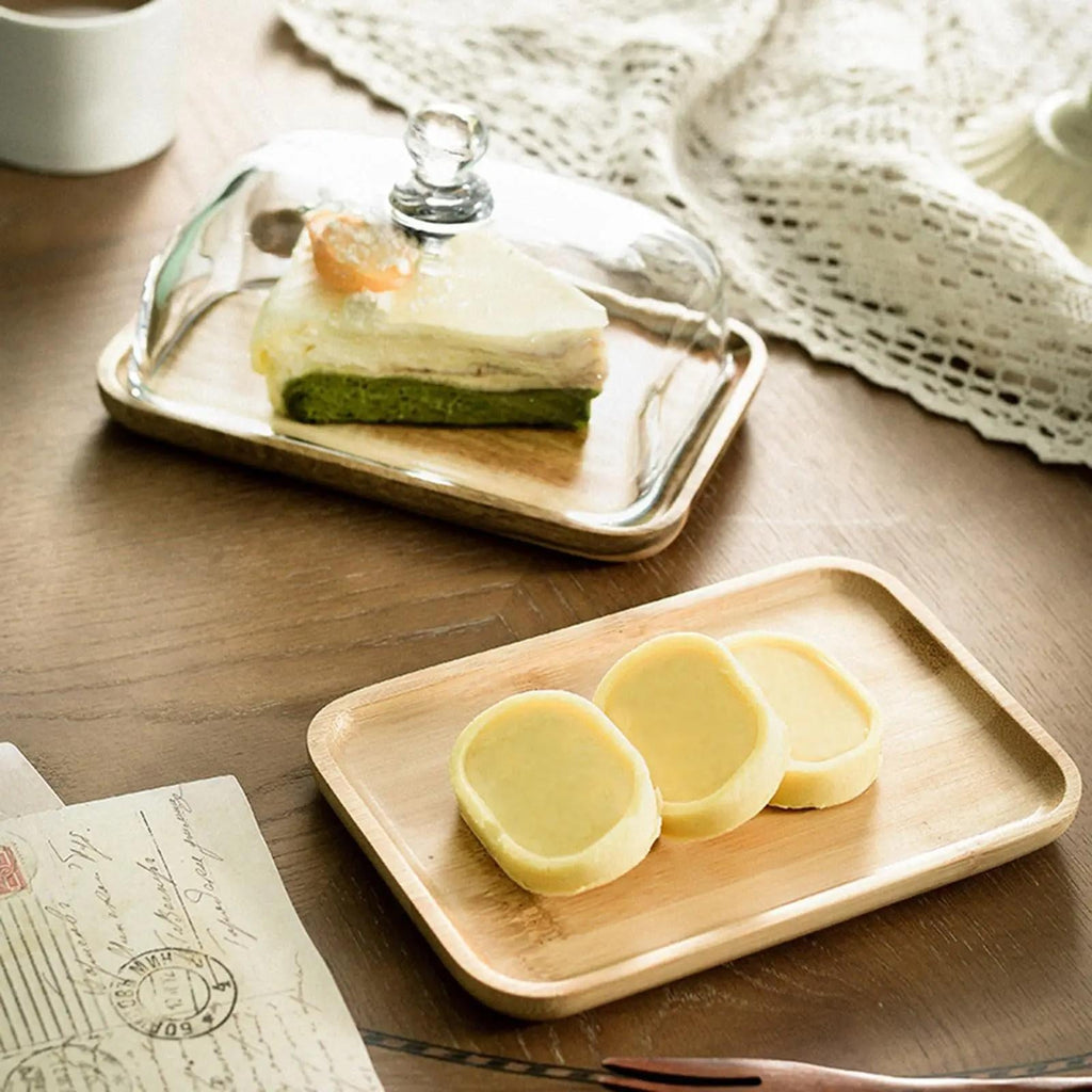 Glass Dome Serving Dish with Wooden Base
