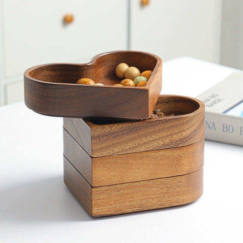 Heart-Shaped Wooden Snack Tray