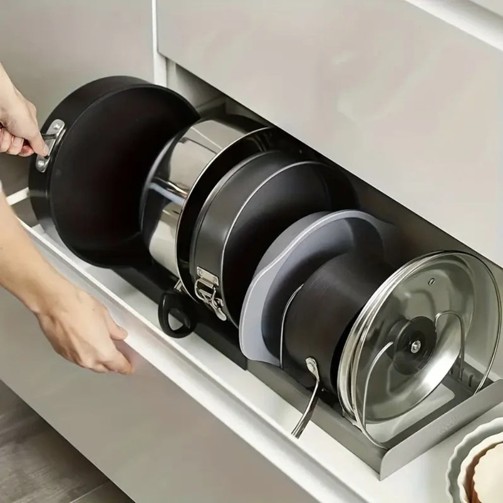 Expandable Pot and Pans Organizer Rack 10 Dividers