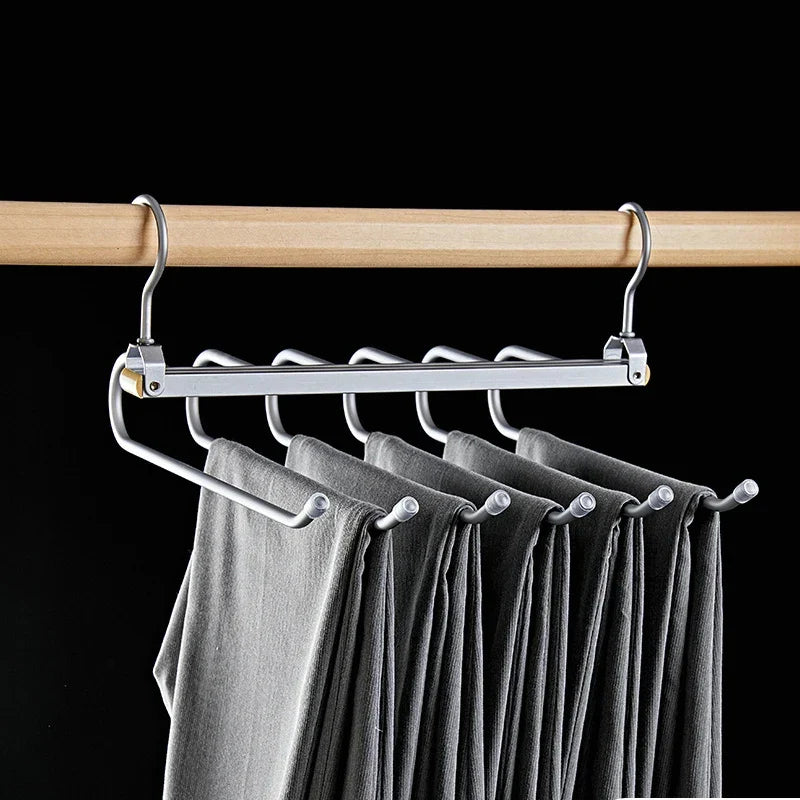 6 Tier Pants Hanger Organizer Silver