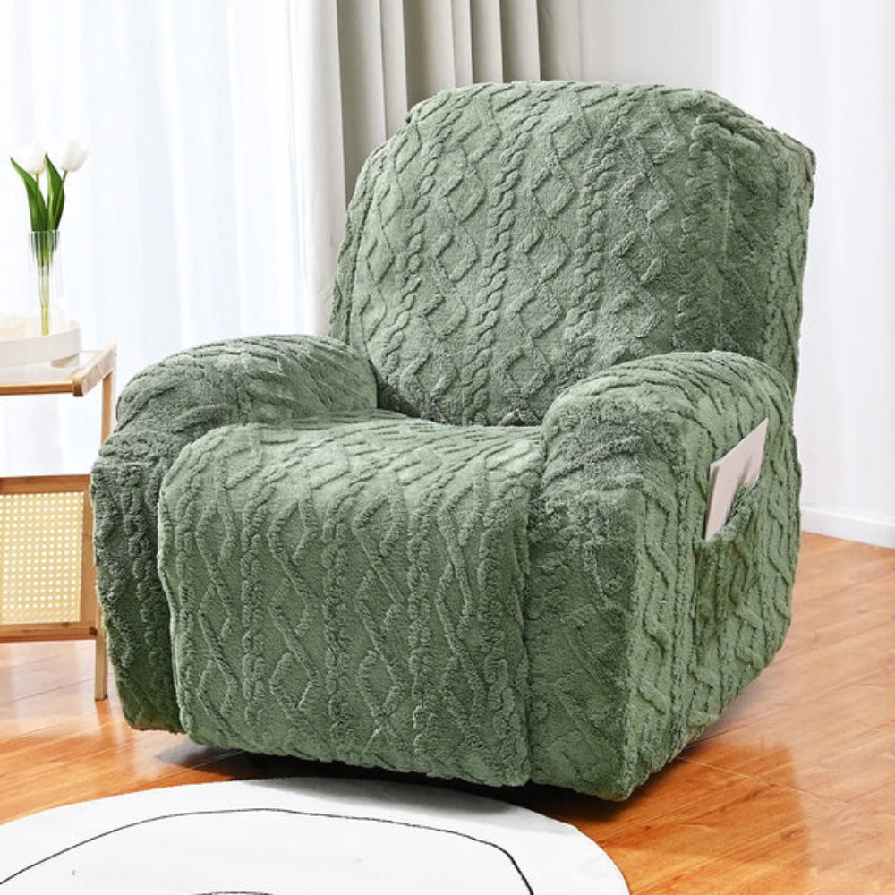 Jacquard Stretch Recliner Sofa Cover Green One Size