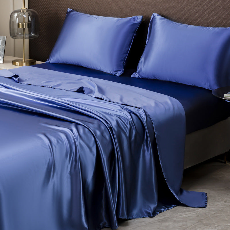 Luxury Satin Sheets - Silky Bedding Set with Pillowcases Blue