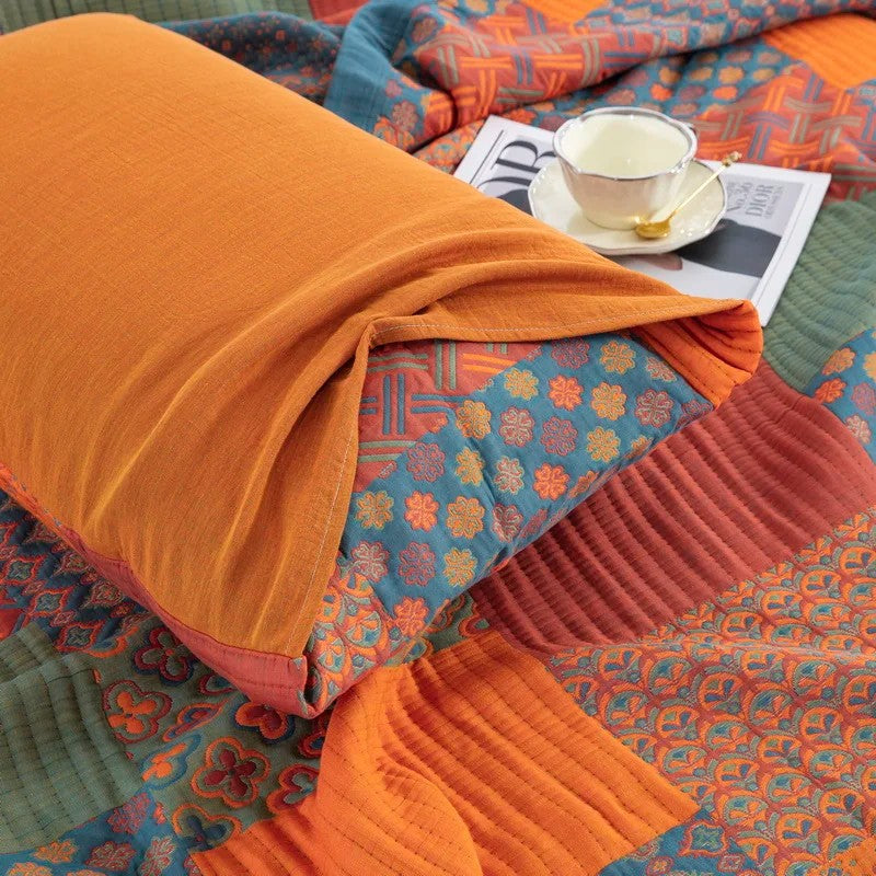 Cotton Woven Quilt with Patchwork Patterns - Skin Friendly & Soft
