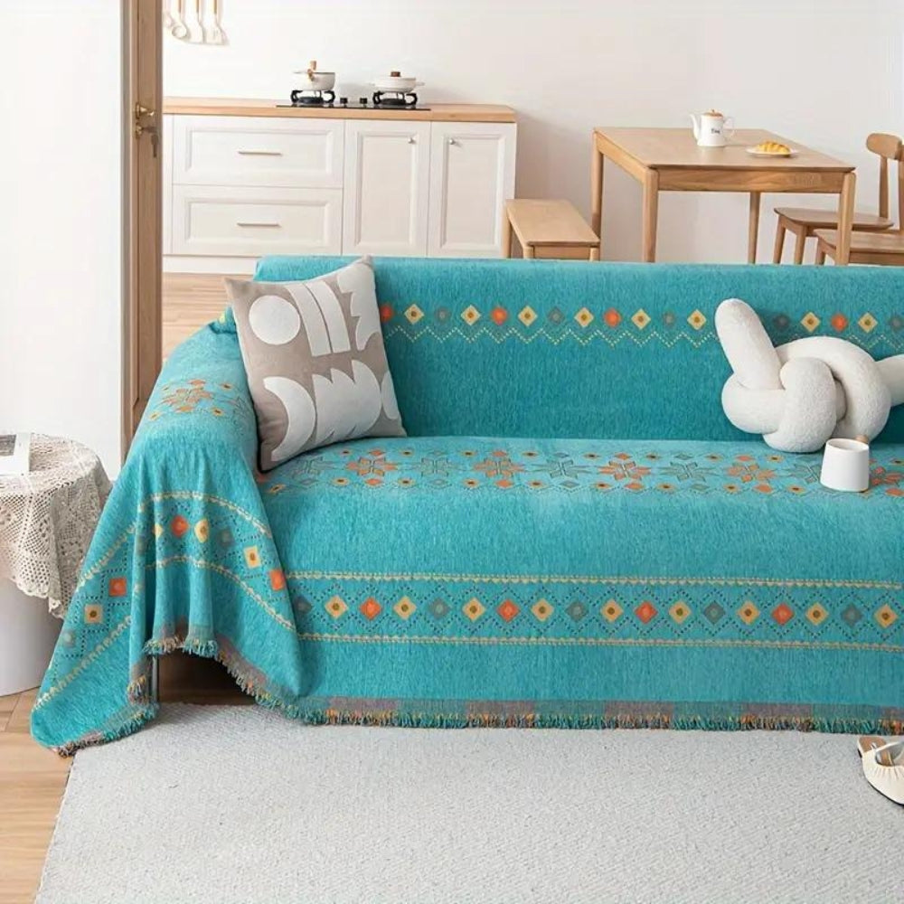 Stylish Boho Sofa Cover Green