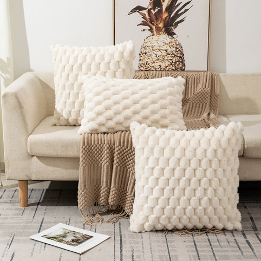 Plush Marshmallow Cushion Cover White