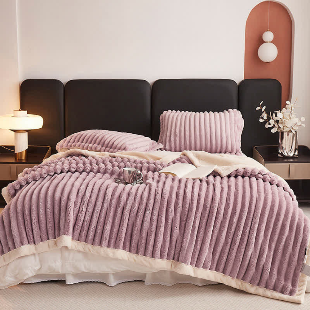 Snuggly Faux Fur Fleece Blanket Purple