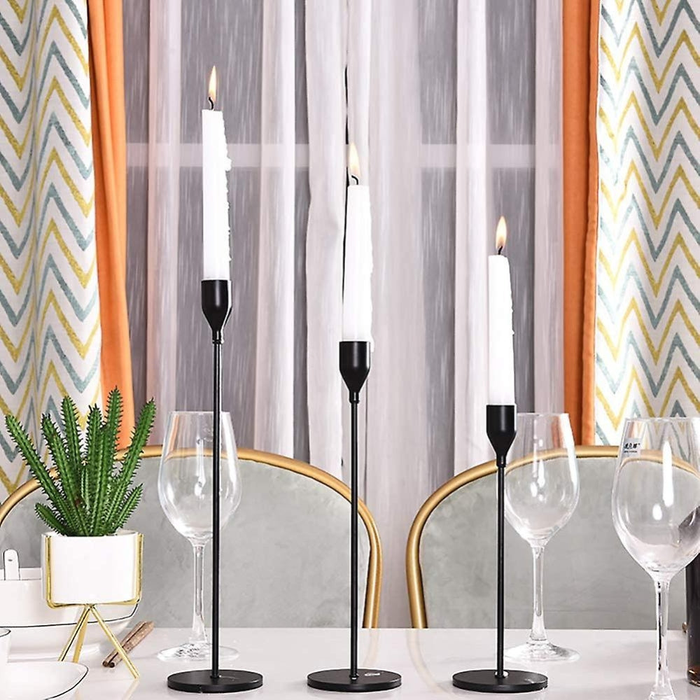 Tall & Chic Trio Candle Holder Set Black