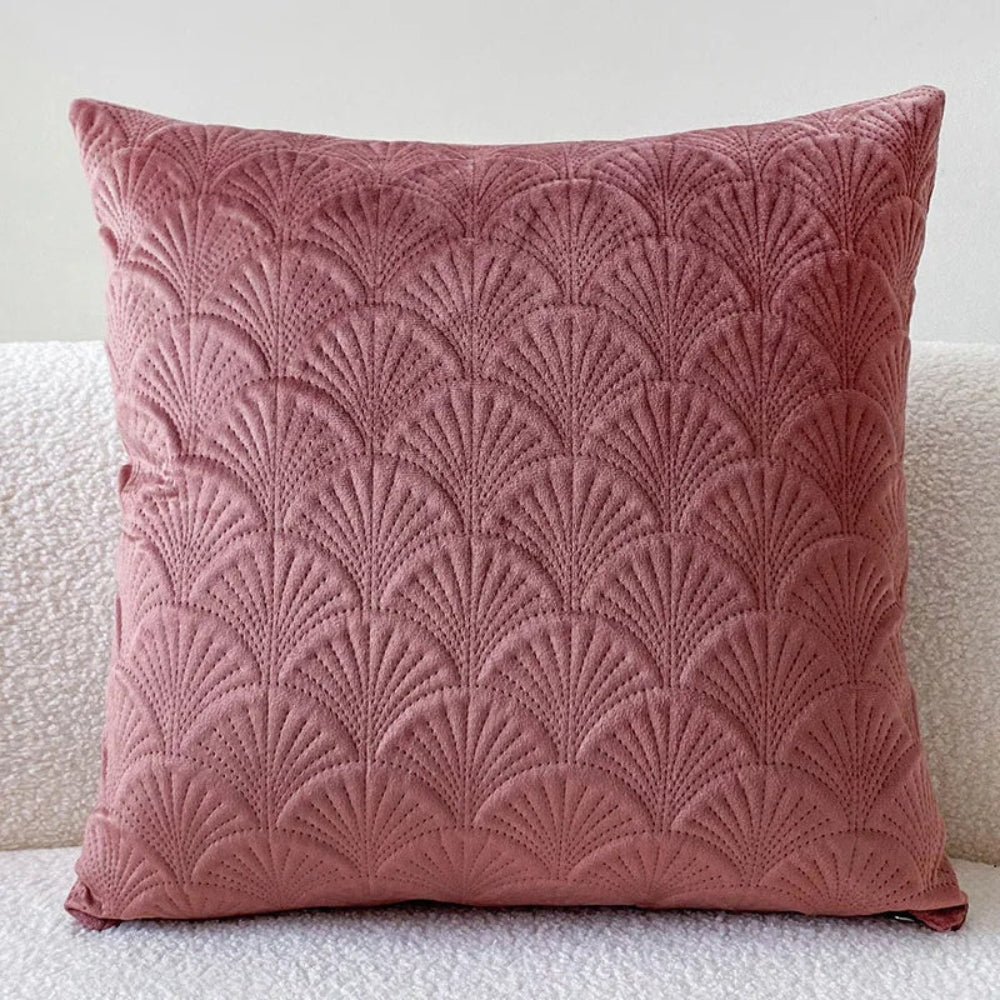 Coastal Velvet Shell Cushion Cover Pink 18"x18"