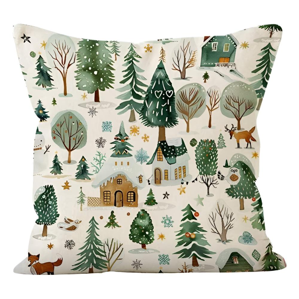 Winter Christmas Cushion Cover Enchanted Winter Village 18"x18"