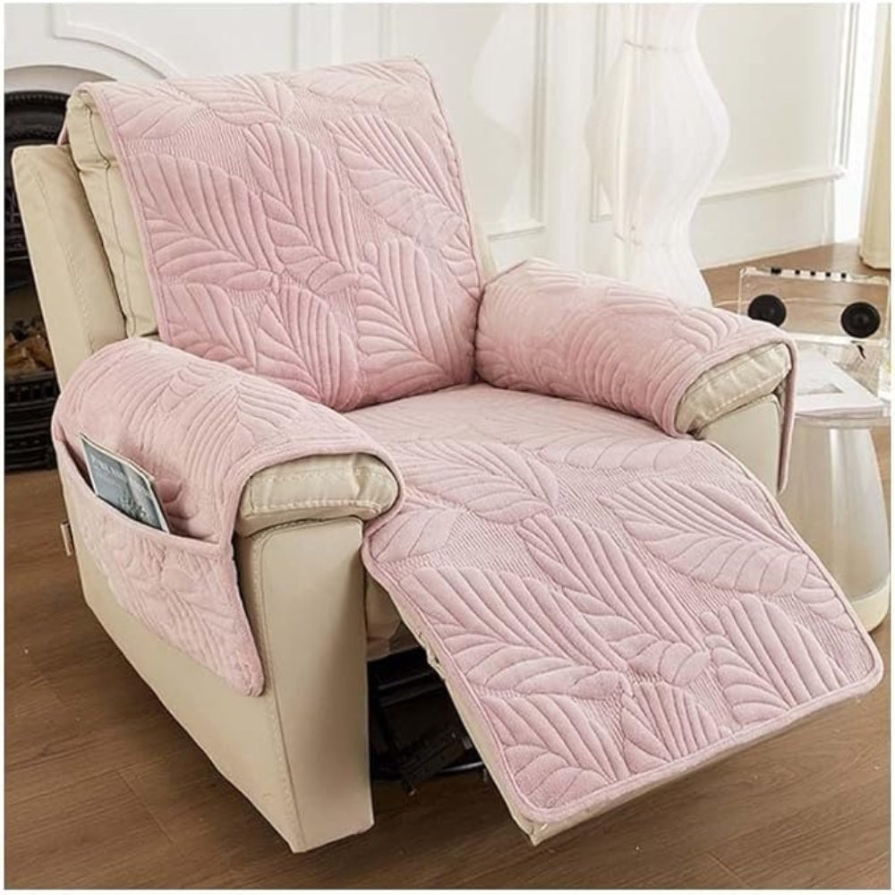 Verdant Leaf Pattern Recliner Cover Pink 24"x88.5"