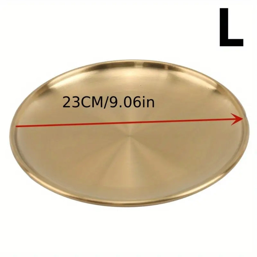 Lustrous Golden Stainless Steel Serving Plates 9"