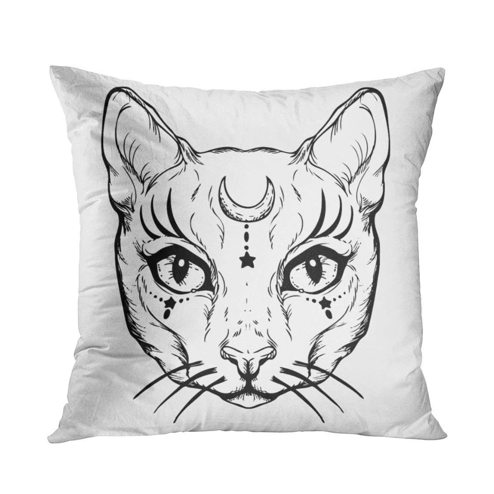 Midnight Mystique Cushion Cover Star Foreheaded Cat