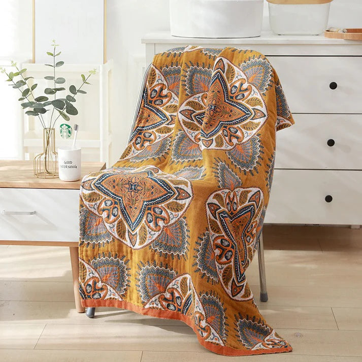 Diamond Blossom Reversible Bath Towel Yellow 31"x63"