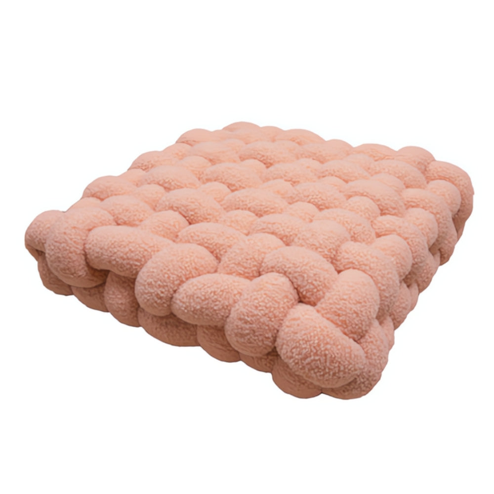 Plush Woven Knot Boucle Cushion Pink