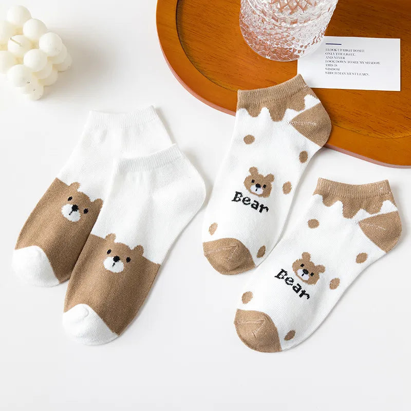 Women's Cozy Bear Ankle Socks 5-Pack