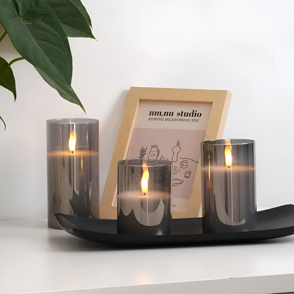 Ethereal 3D Flameless Candle | 3pcs Set Misty Gray