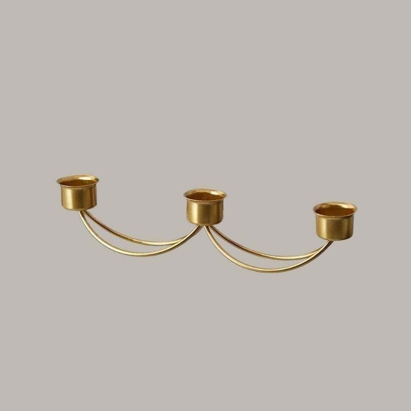 Mondrian Metal Taper Candle Holders and Candelabras Gold 3-Arm Candelabra