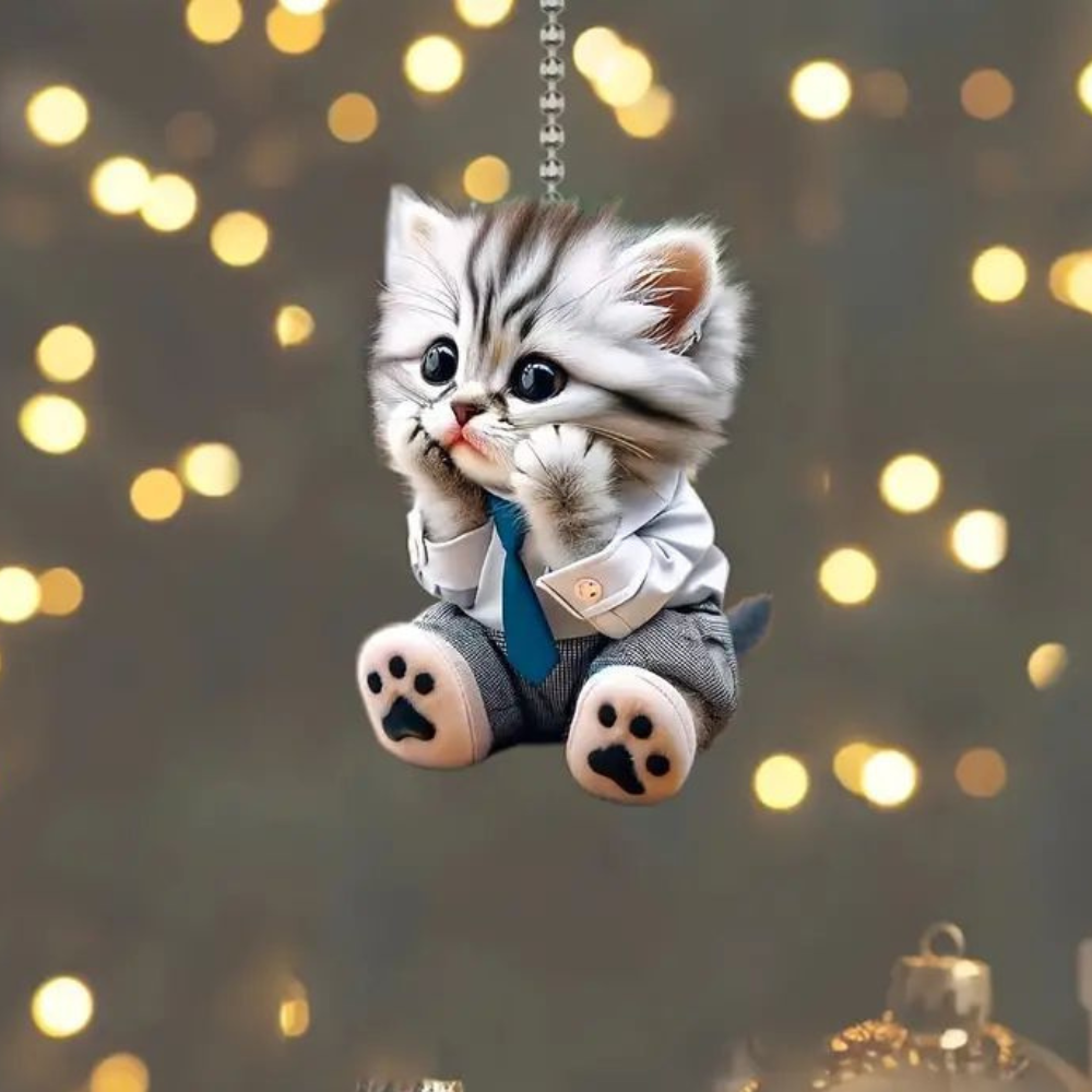 Hanging Cat Ornament Dapper Cat