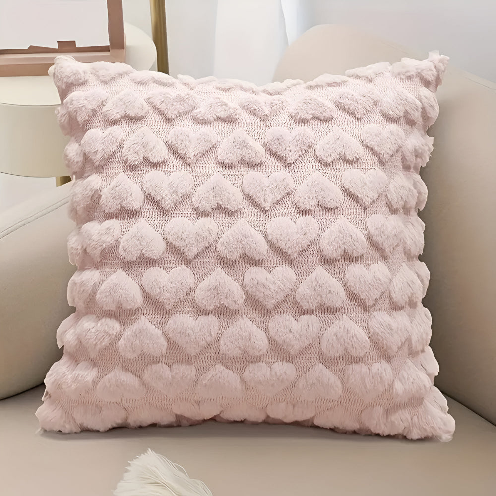 Plush Heart Cushion Cover Rose