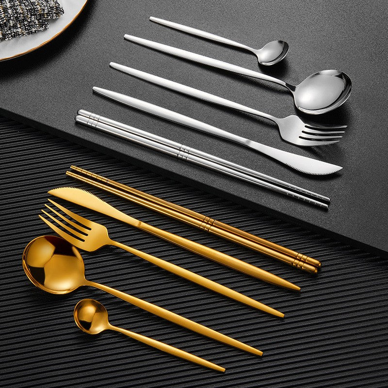 Nara Matte Black & Gold Cutlery Set