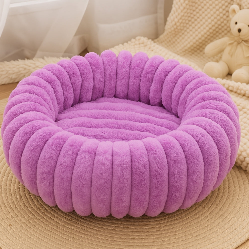 Purrfectly Plush Round Pet Bed Violet