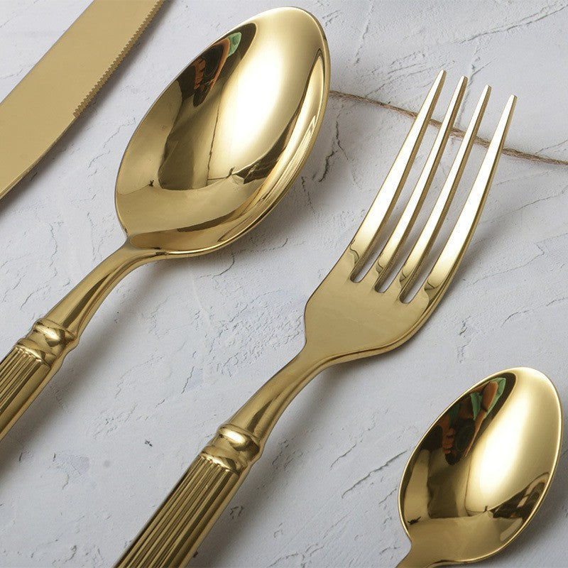Roman Gold Silverware Set – Sculpted Flatware