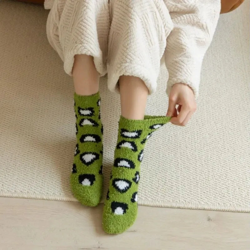 Fuzzy Leopard Print Plush Socks