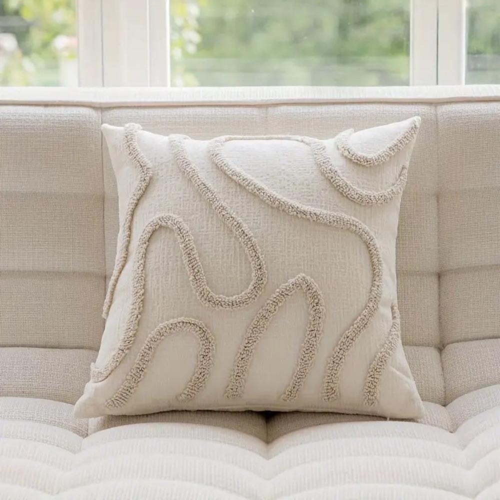 Serene Flow Cushion Cover Creamy White 18"x18"