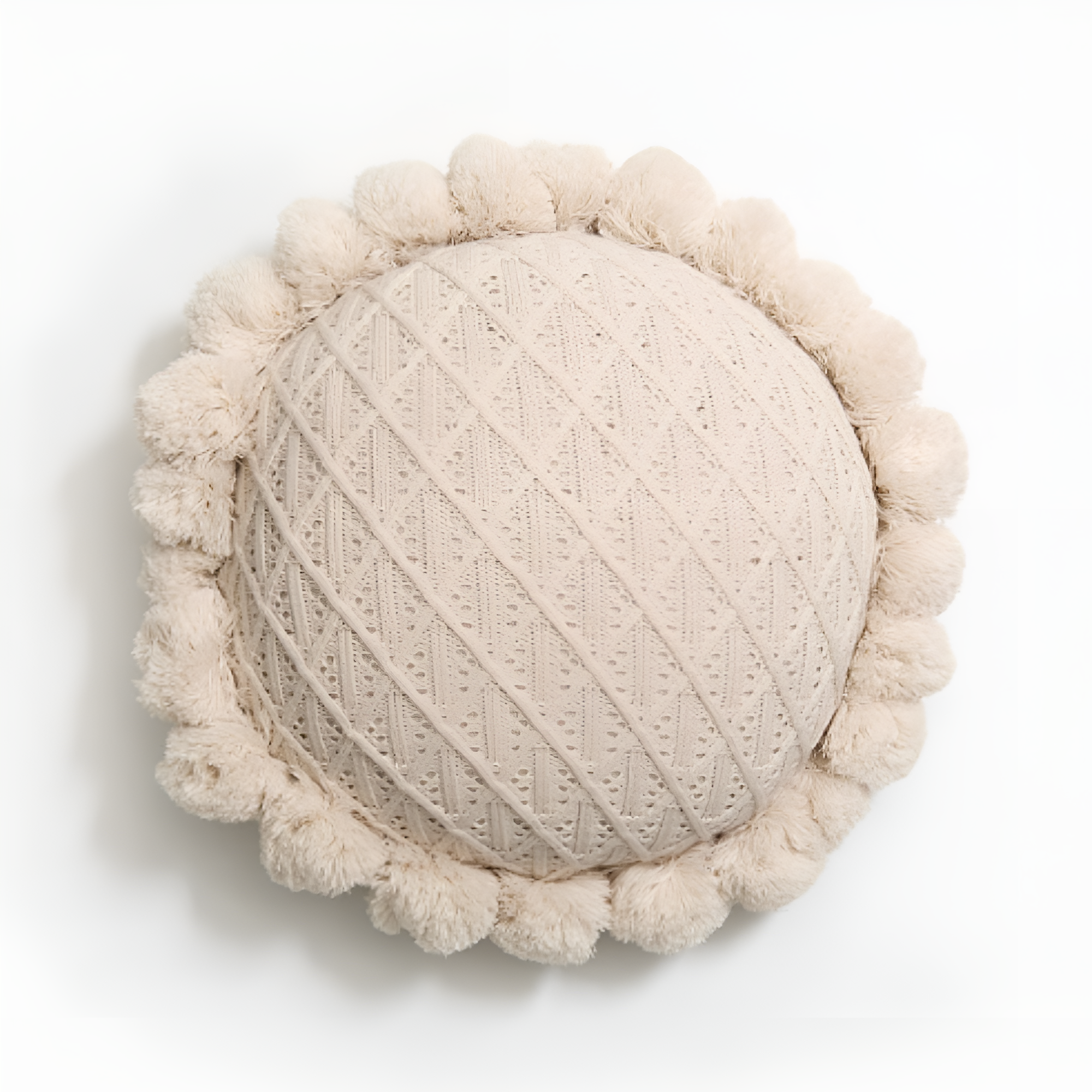 Chic Sunflower Pom-Pom Cushion Pink