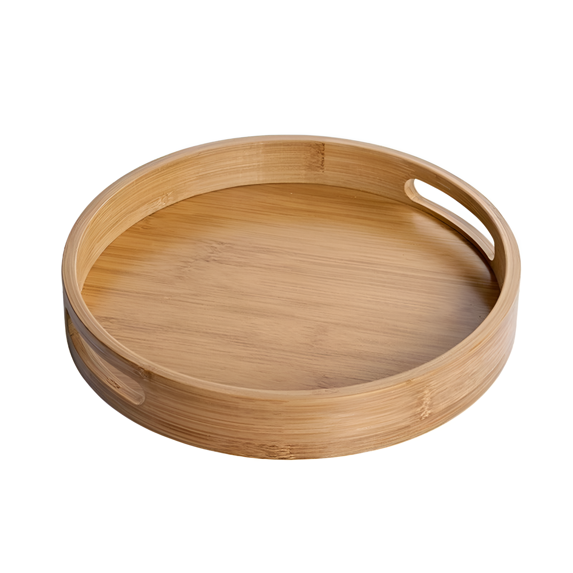 Bamboo Wood Round Serving Tray 16"
