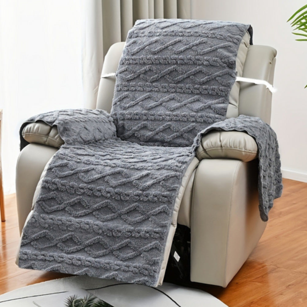 Diamond Pattern Recliner Slipcover Dark Gray