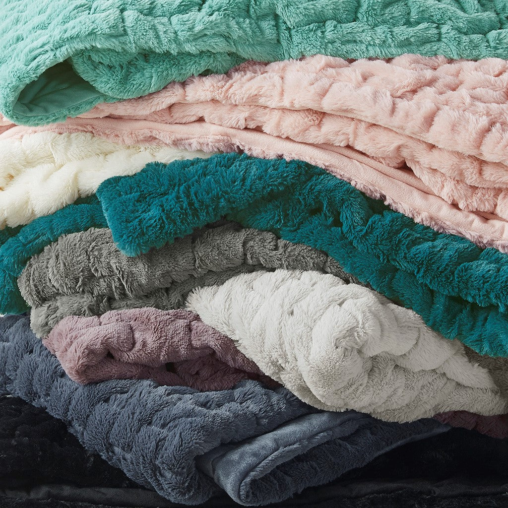 Ruched Fur Throw