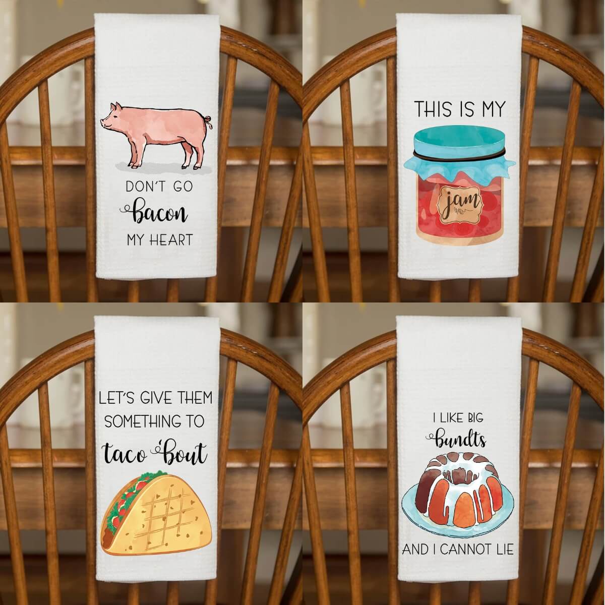 Funny Kitchen Towels 4 Pack Cuisine Bundle (Save More)