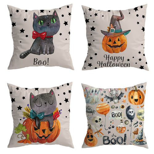 Cat Halloween Cushion Covers 4 Pack Bundle (Save More)