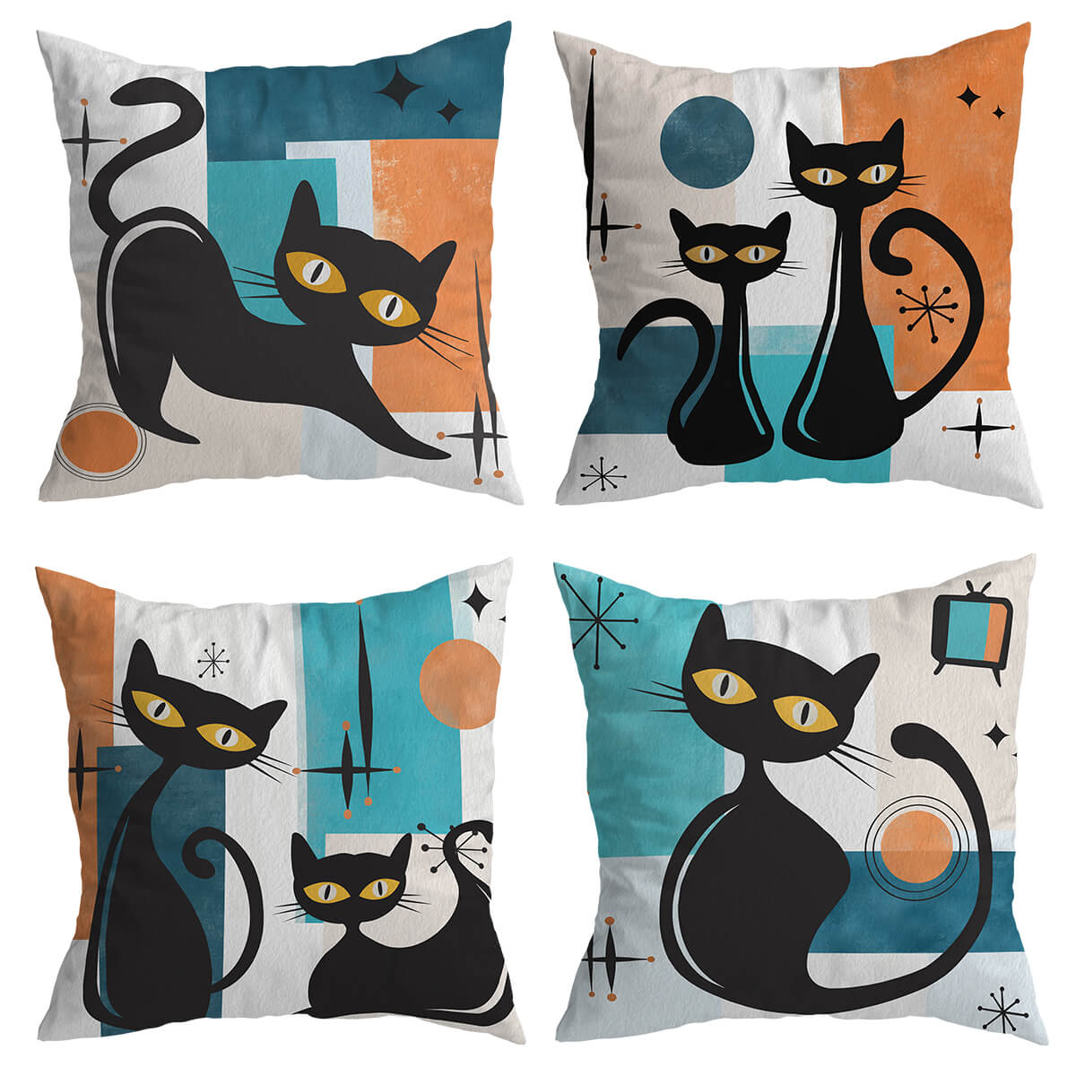 Atomic Retro Cat Cushion Covers
